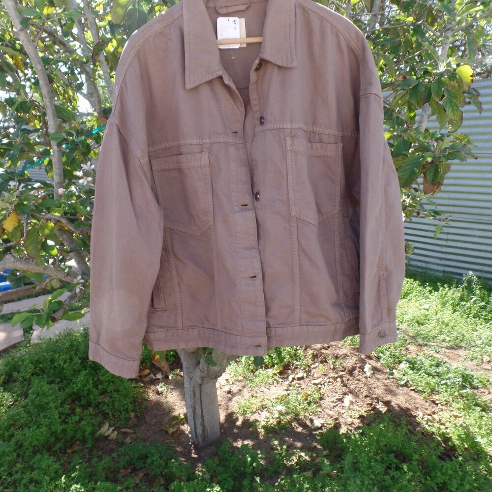 Free People Opal Swing Denim Jacket Dusted Cocoa XL NWT - Picture 5 of 10
